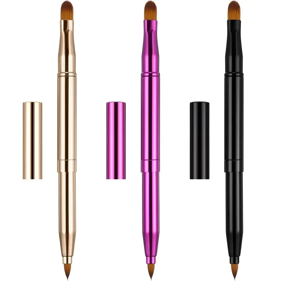 Double Side Nylon Hair Angled Eye Shadow Makeup Brush Double Ended Retractable Eyebrow Eyeshadow Concealer Lip Brush And Custom