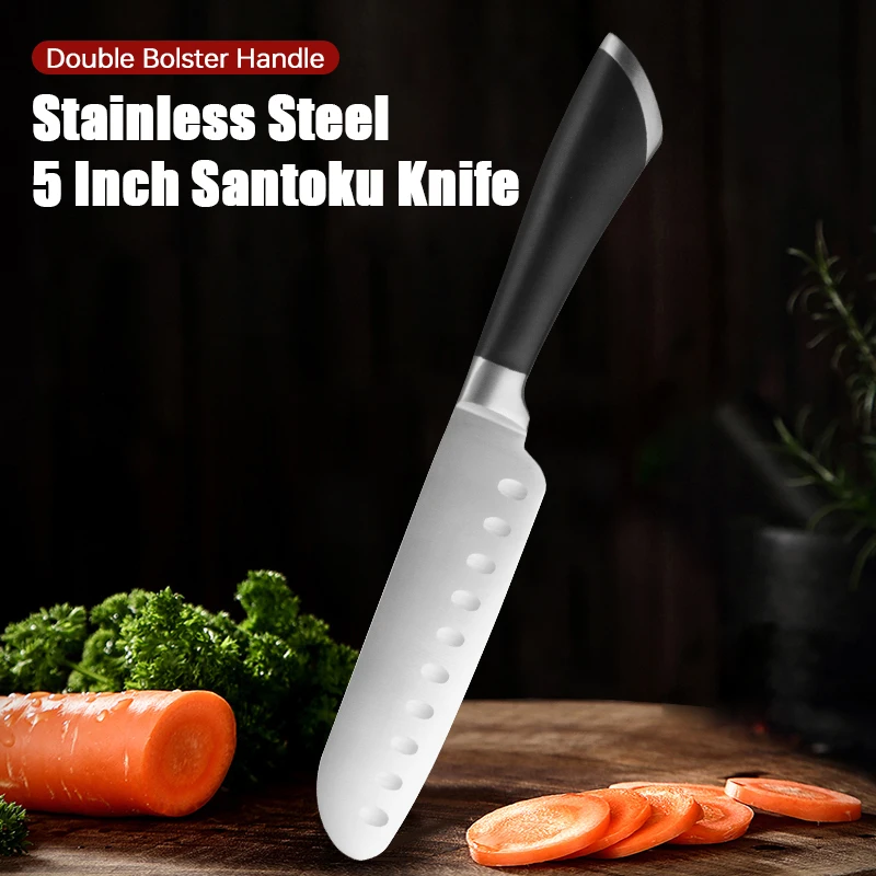 Stainless Steel Sharp 5 Inch Santoku Knife With ABS Handle In Stock Customized Kitchen Knives For Chefs Sushi Japanese Knife