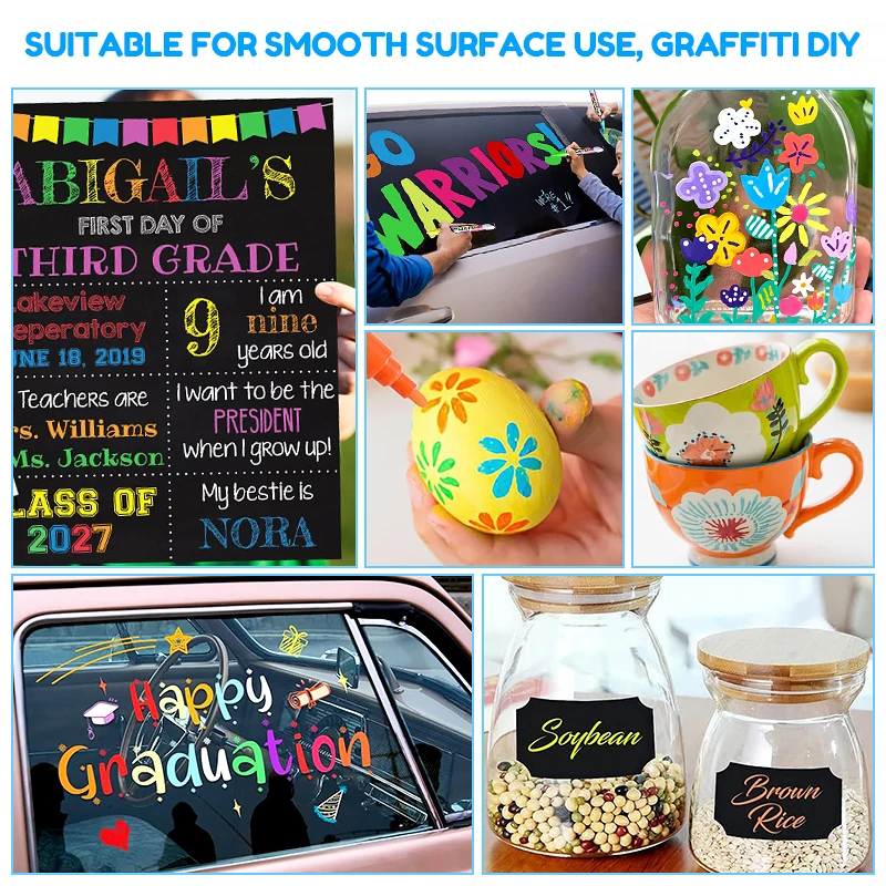 Longorgeous School Chalkboards Markers Pen Low Odor Art Erasable Markers For Glass