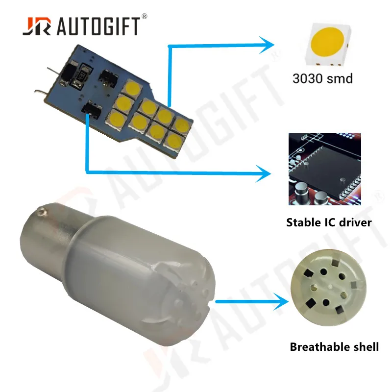  Дешевая Светодиодная лампа P21W 1157 P21/5W BAY15D Led 1156 BA15S 18SMD 3030 чип супер яркая автомобильная заднего хода 12