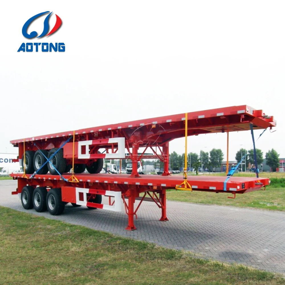 2 Axle 3 Axle 20FT 40 Ft  Trailer Chassis Flat Bed Flatbed Trailer/container flatbed trailer for sale