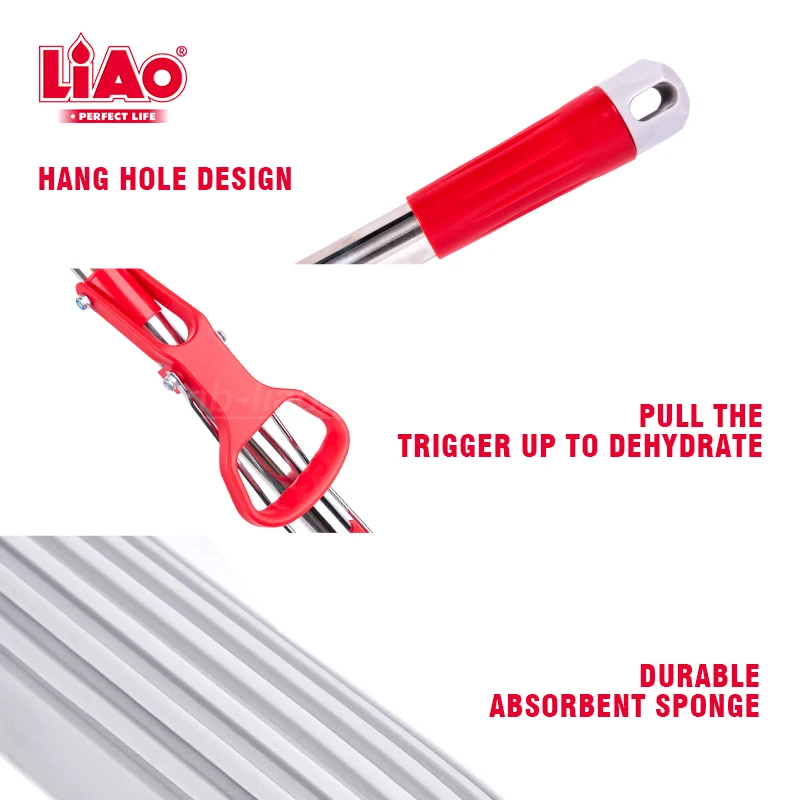 LiAo 27cm wholesale household floor cleaning easy squeeze folding sponge magic roller PVA mop