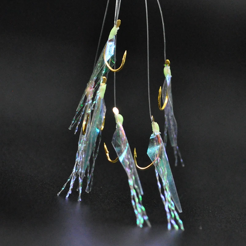 Морская рыбалка настоящая рыба кожа Sabiki светящиеся бусины Sabiki 6 крючков Sabiki