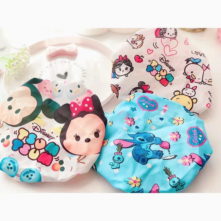 2021 New Arrivals Double Layer Elastic Band PVC Cartoon Hair Bonnet Waterproof Wholesale