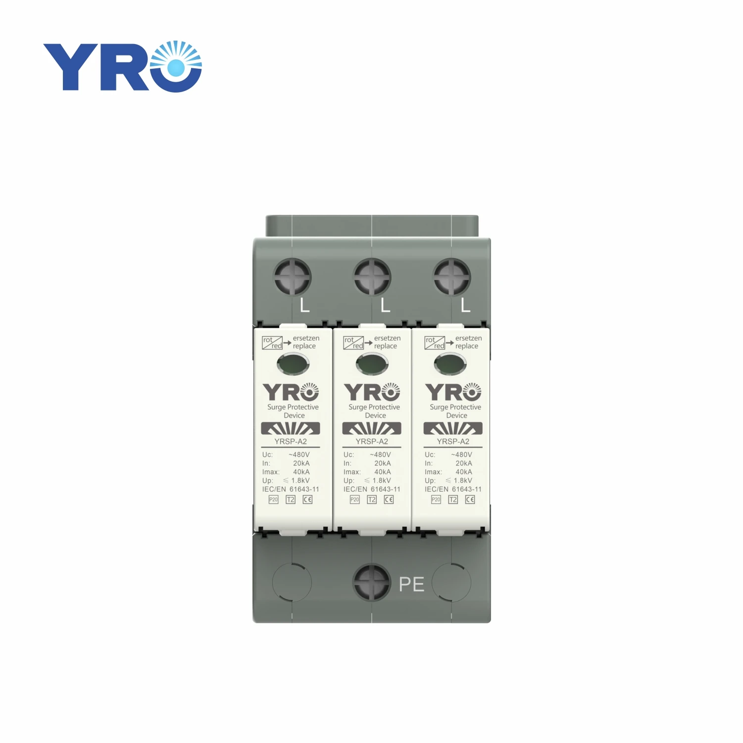 Type2 Class C power surge protector device 20KA triple phase 480V SPD surge protective device 40ka