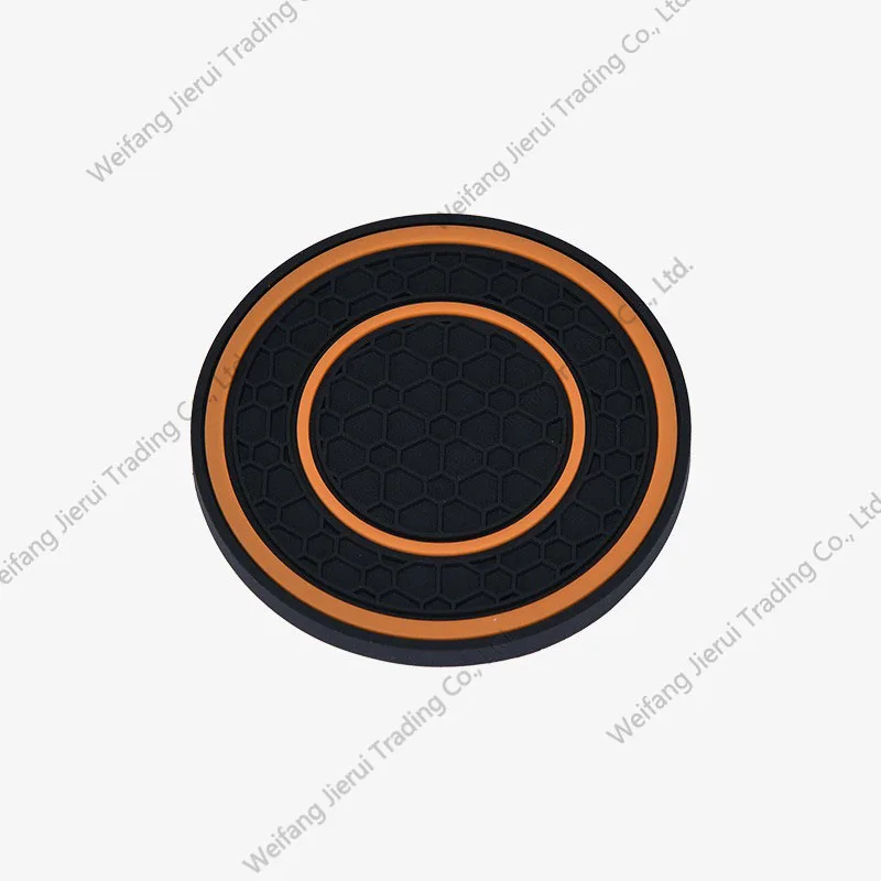 Hot selling car universal double circle honeycomb patterned coaster with embedded anti slip and heat-insulating silicone pad