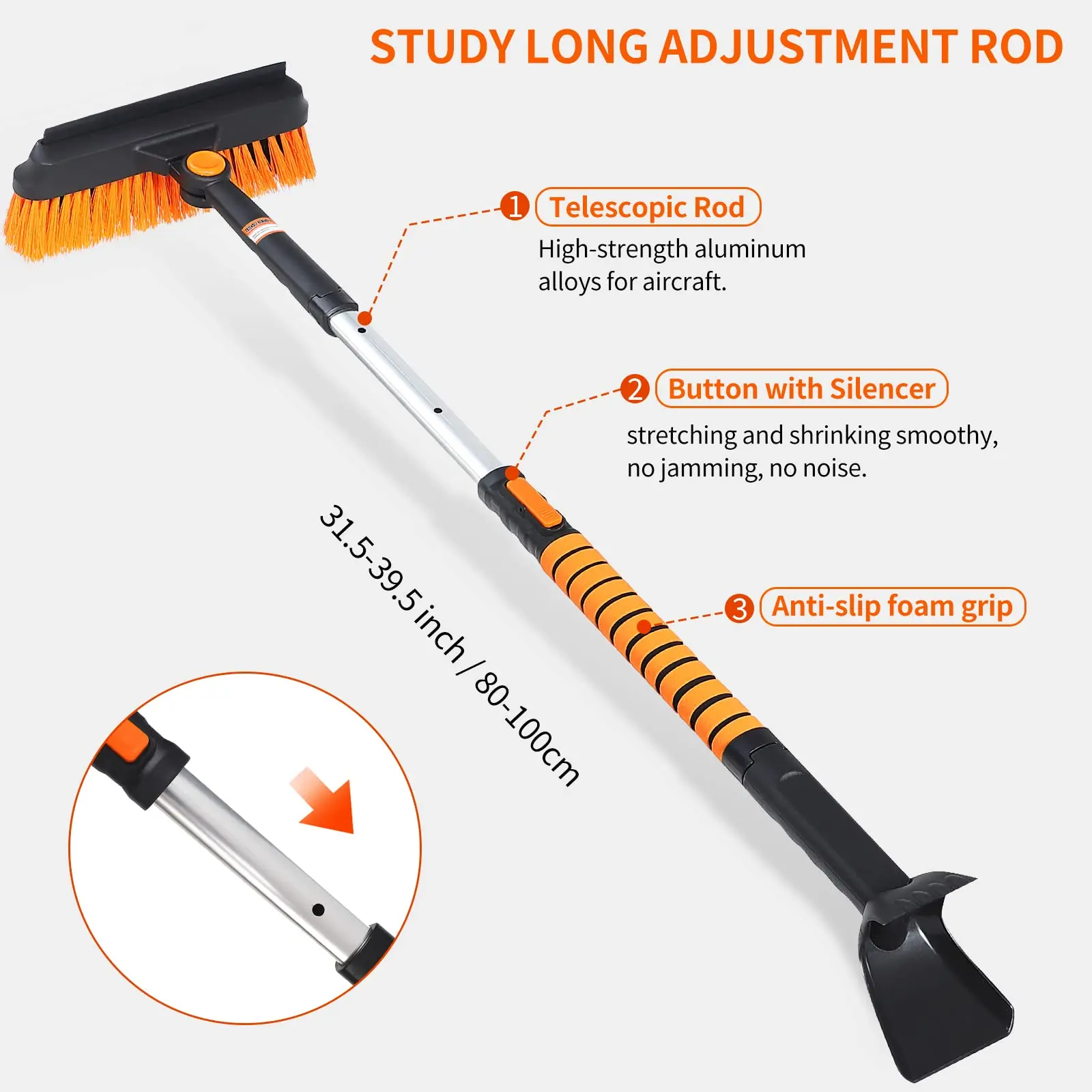 Wholesale 3 In 1 Winter Removal Extendable Windshield Window Car Snow Brush Ice Scraper set