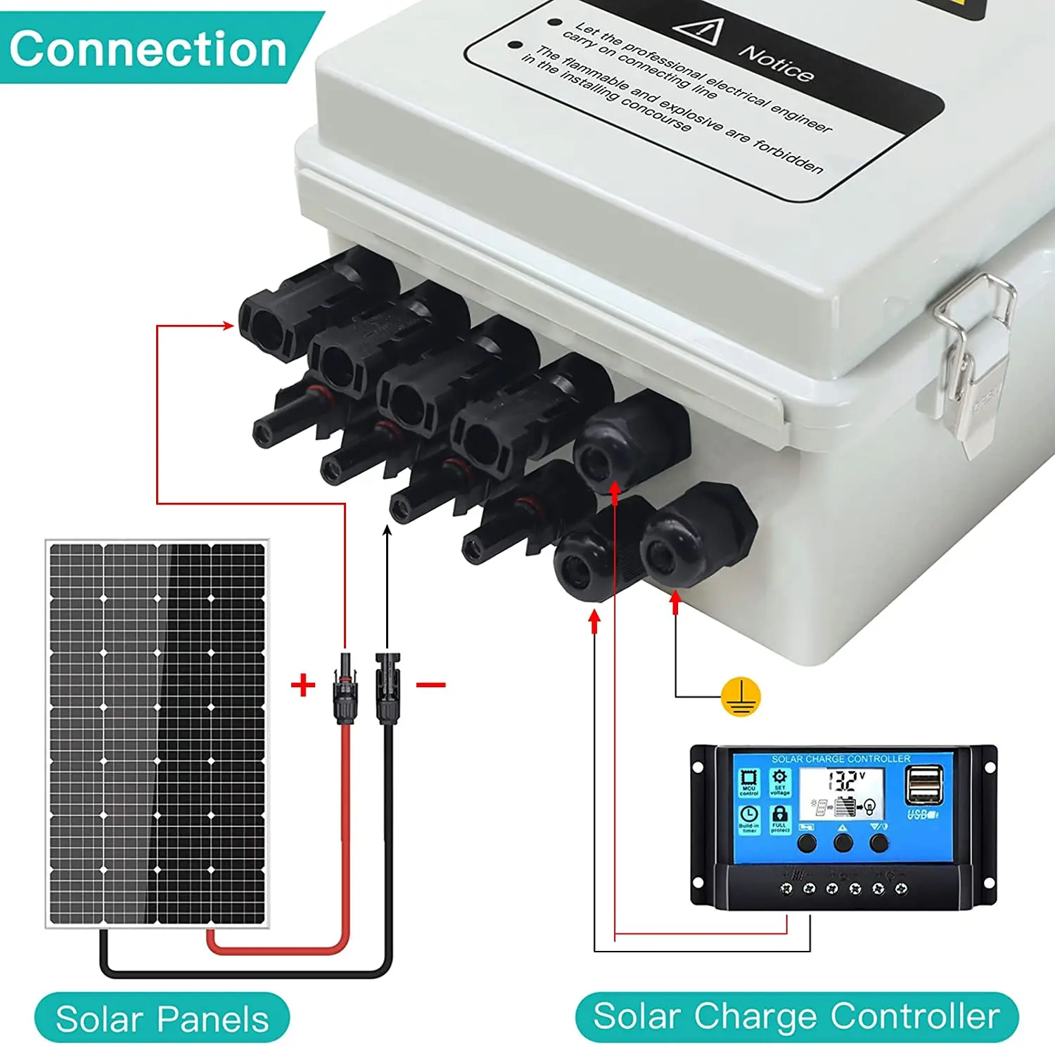 moreday  Ip65 4 In 2 Out 4 Strings 25a 1000v Dc Solar Pv Array Plastic Combiner Box junction box