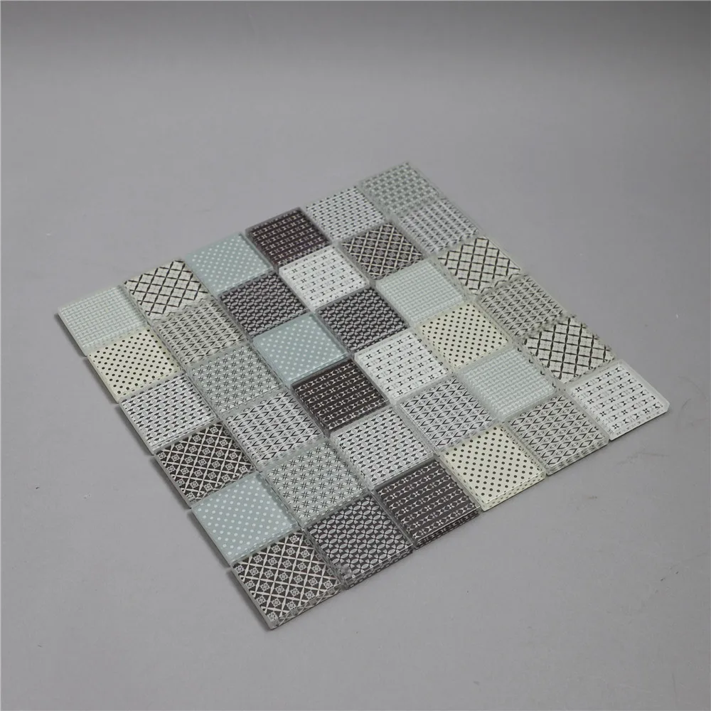 
Customized Design Mixed Blue Color Inkjet Printing Artificial Stone Mosaic Bathroom Floor Mosaic 