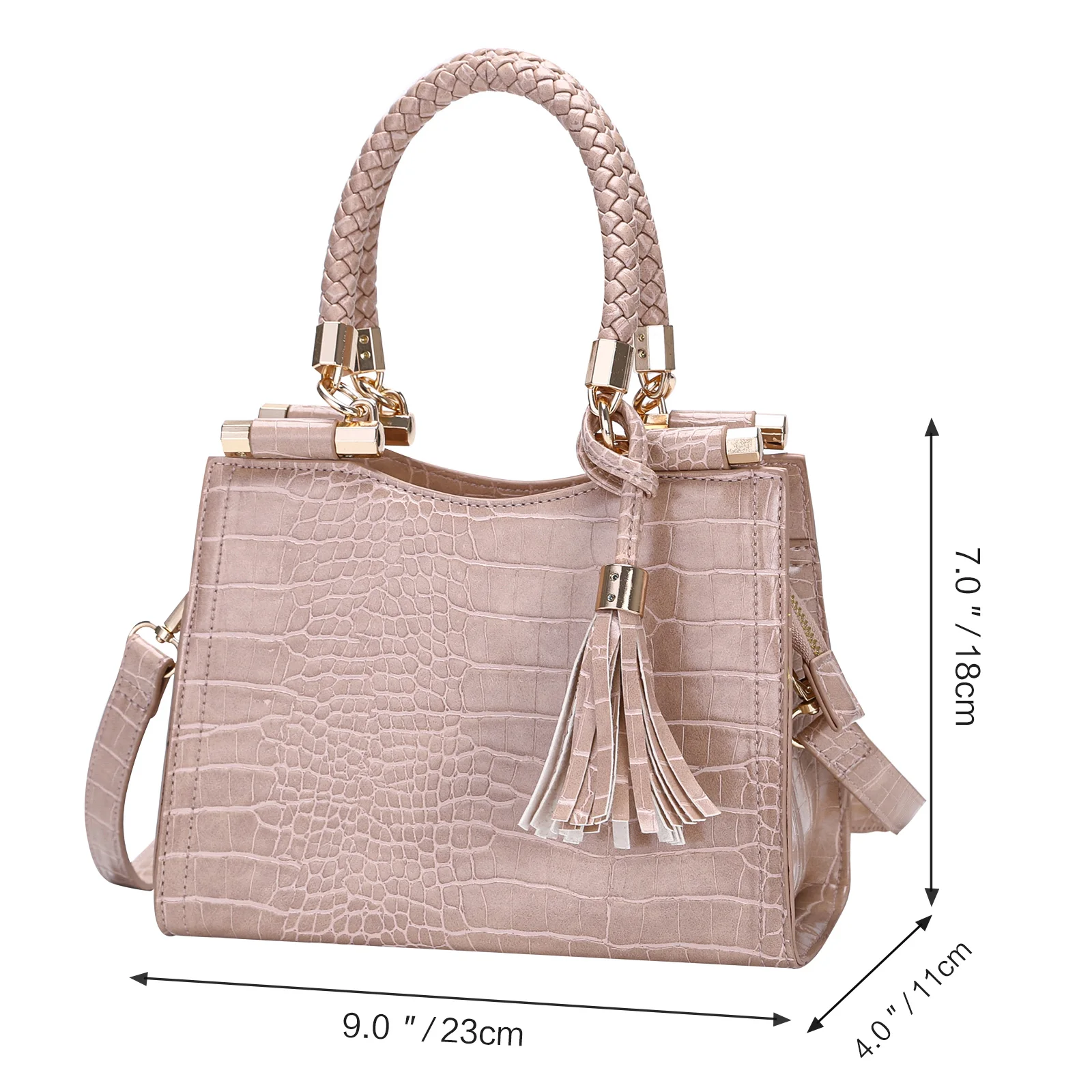 AIZHU ODM New Fashion High Custom PU Leather Tassel Hand bags Weave Handle Knitting Handle Bolso de mano bags women handbags