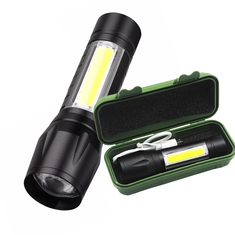 Customized Design Side Light Pocket USB Rechargeable Working COB LED Torch Flashlight for Promotion