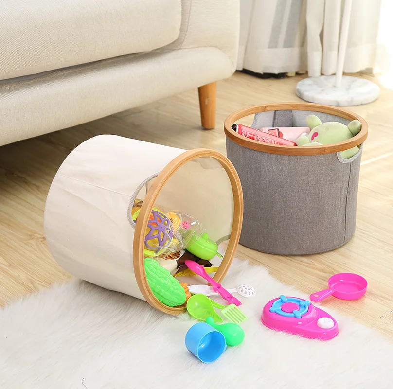 Cheap fashional wooden foldable dirty clothes laundry basketHot seller fabric foldable cloth laundry basket with bamboo