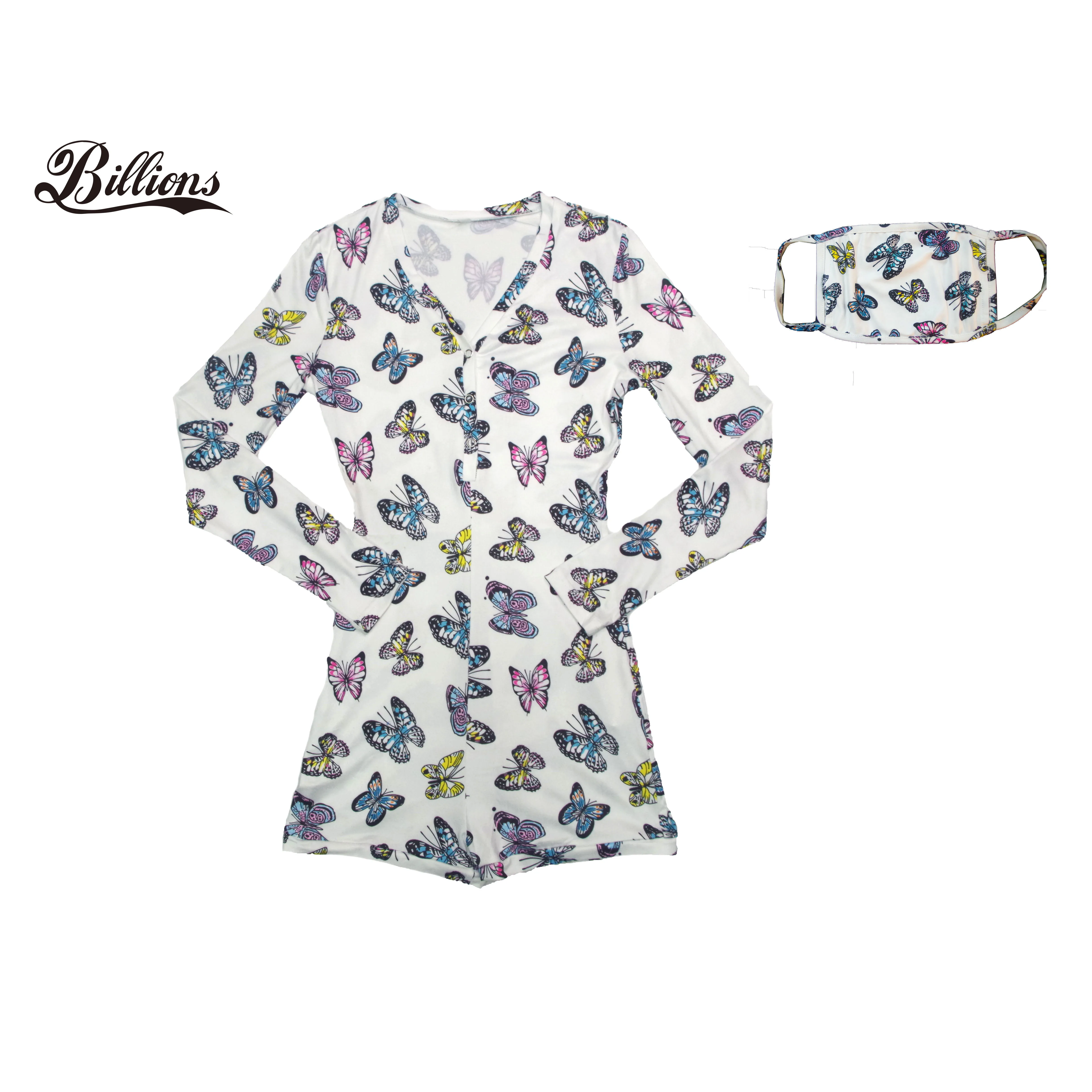 
2020 Billions Hot Sale Fashion Women Pajamas Sexy Plus Size Adult White Butterfly Onesie 