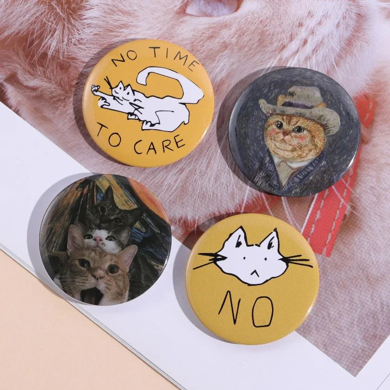 Stock Promotion Wholesale Blank Cat Tin Button Badge With Safty Pin
