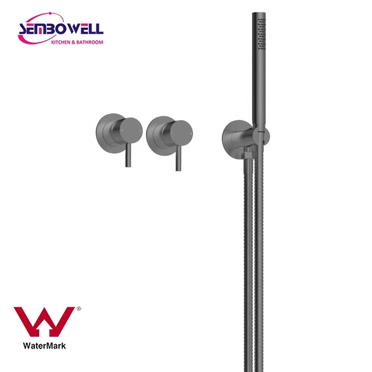 Watermark 304 Stainless Steel Brushed Gold Finish Pin Handle Shower Set Brauseset SUS 316 Shower Faucet Set doccia