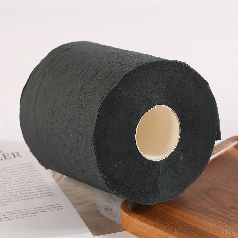 Custom Printed Black Luxury Toilet Paper Soft Virgin Wood Pulp Toilet Paper Rolls