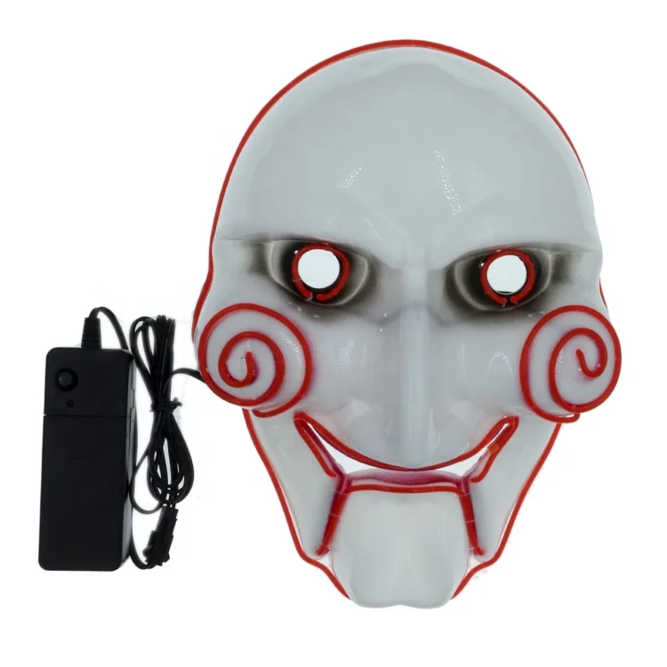 Light Up Neon El Wire Saw Mask for Scary Halloween Cosplay LED Costume