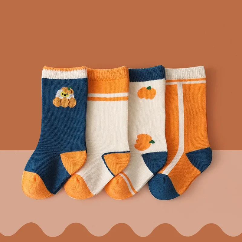 XUFANG 2021 Wholesale New Autumn and Winter Korea Combed Cotton Boys Socks Middle Tube Warm
