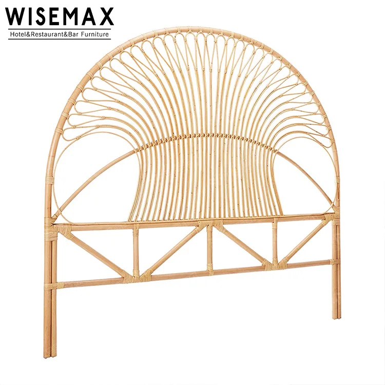 Modern Natural Style Queen Size Bed Indonesia Rattan High Headboard For Home Bedroom Double Size Bed