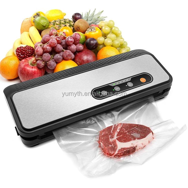 Factory Direct Sales Plastic Stainless Steel Household Food Vacuum Sealer With LED Indicator Built-in Bag Cutter Roll Chamber