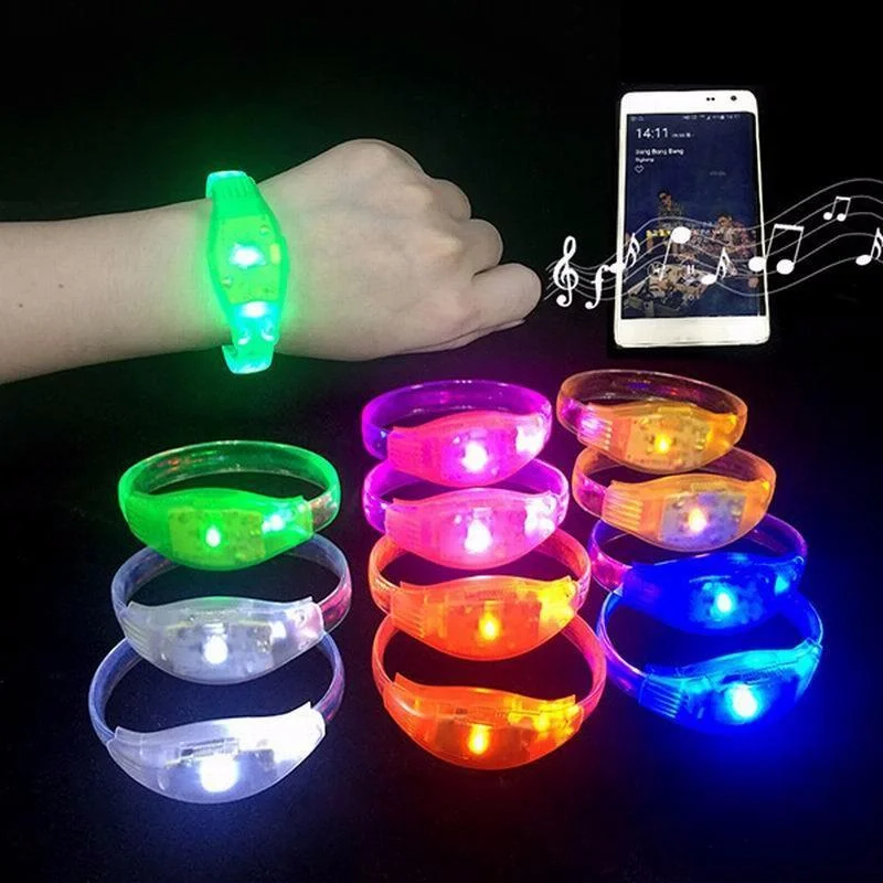 Customized concert Silicone RGB LED Wristba Voice Controlled Vibration Flash Bracelet for Concerts