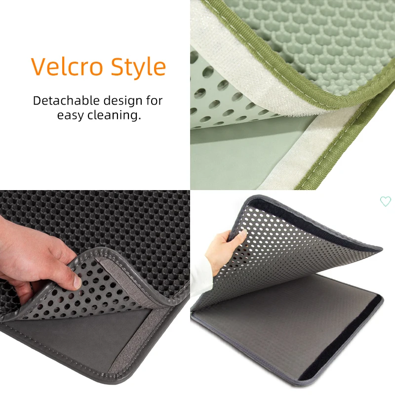 Honeycomb Double Layer Design Cat Litter Trapping Mat Factory Custom Scatter Control and Less Waste EVA Cat Litter Box Pad