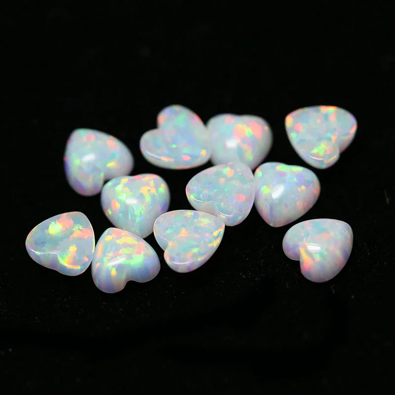 Wholesale Heart Shape Cabochon Loose Gemstones Created Opal Factory Price Of OP17 White Synthetic Opal