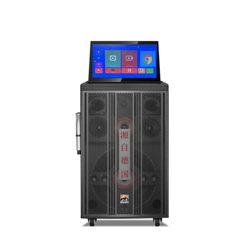 High-power projector video audio speaker 15 inch quality sound smart party DJ speaker with 2 wireless mic speakers
