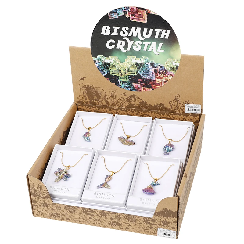 Bismuth  Crystal Pendant Kit Natural Metal Crystals Bismuth Healing Stones Spiritual Pendant Natural Gemstone Jewelry