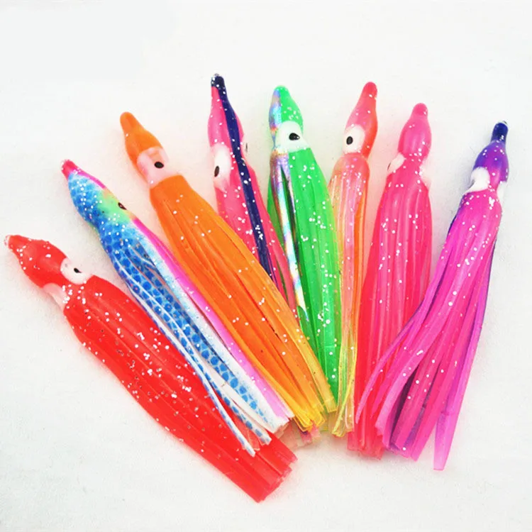 Custom 5-30cm soft colorful fishing octopus lure bait Skirt luminous Squid Lures deep sea fishing lure tackle