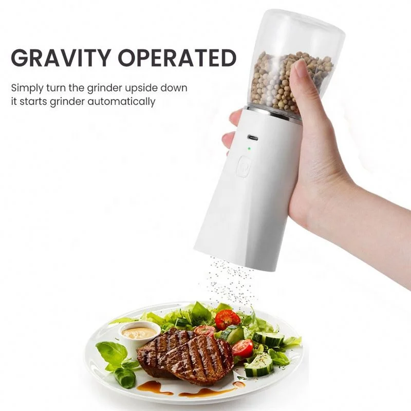 Hot Selling Rechargeable USB Ceramic Burr Manual Spice Mill Gravity Electric Salt And Pepper Grinder