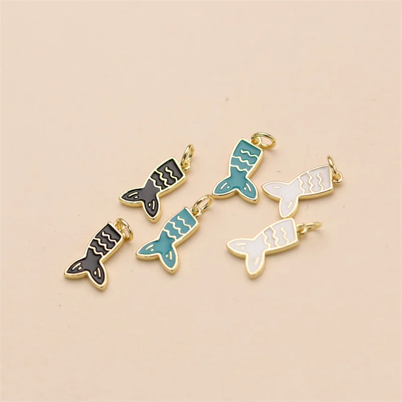 Enamel Whale Tail Charms Mermaid Charms Pendants for Diy Supplies Jewelry Accessories