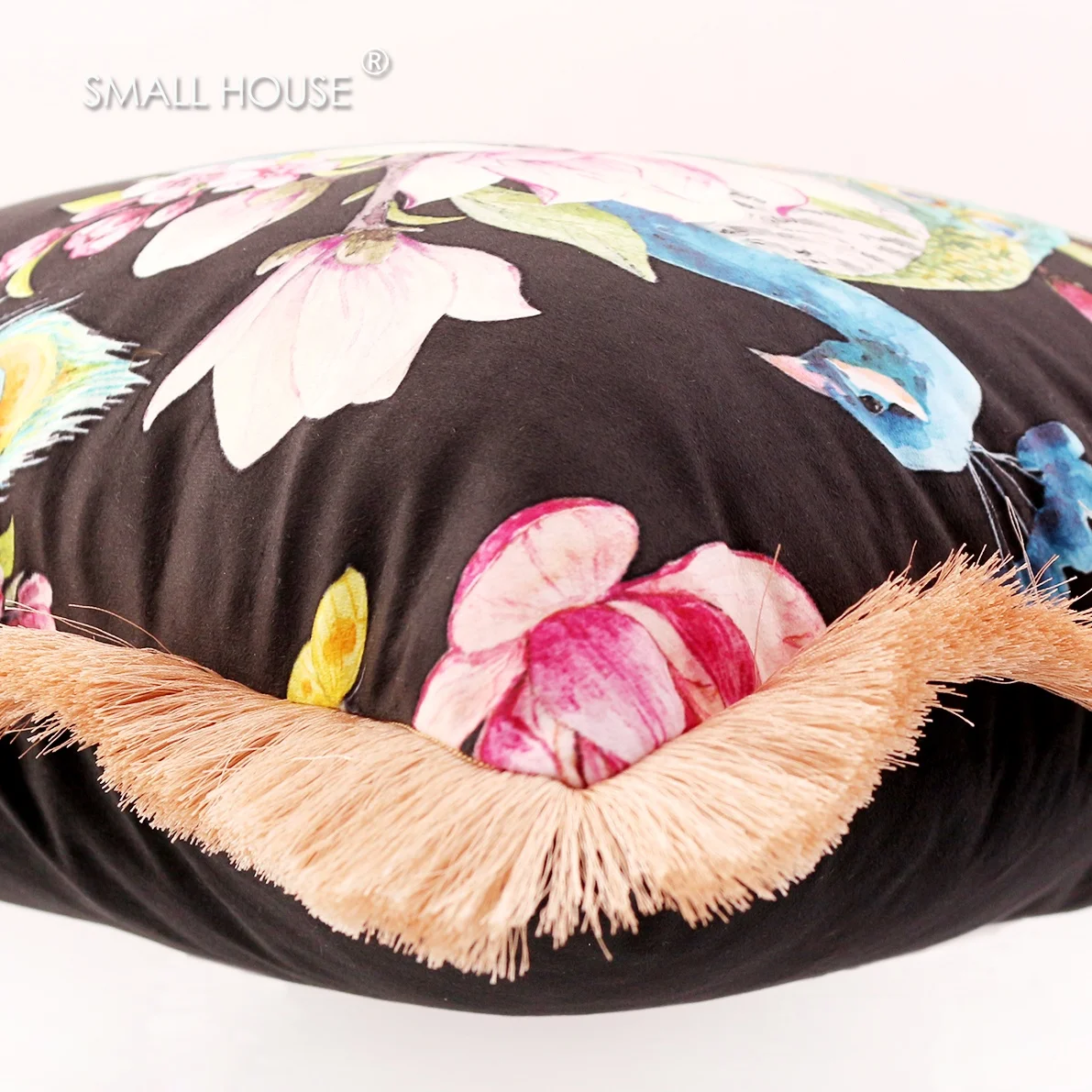 
Wholesale peacock digital printing fashion home decor soft cushion cover throw pillow with tassel 