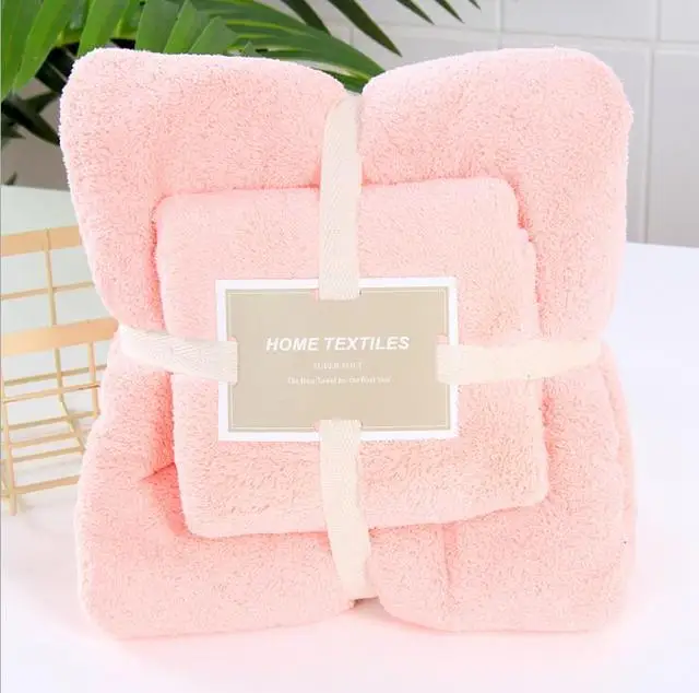 Colors Coral Fleece Hair Drying Towel Microfibre Swimming Hand Bath Towel Sets Bathroom Microfiber Towel Set
