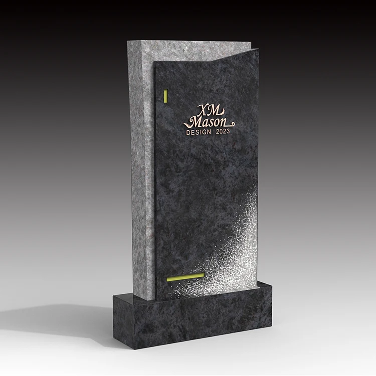 Indian Granite Bahama Blue Luxurious Tombstone Gravestone Angel Wings Monuments Signage