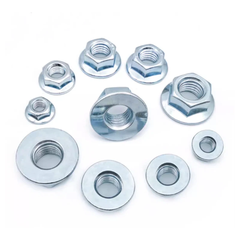 GB6177 galvanized flat bottomed hexagonal flange nut with washer and smooth nut