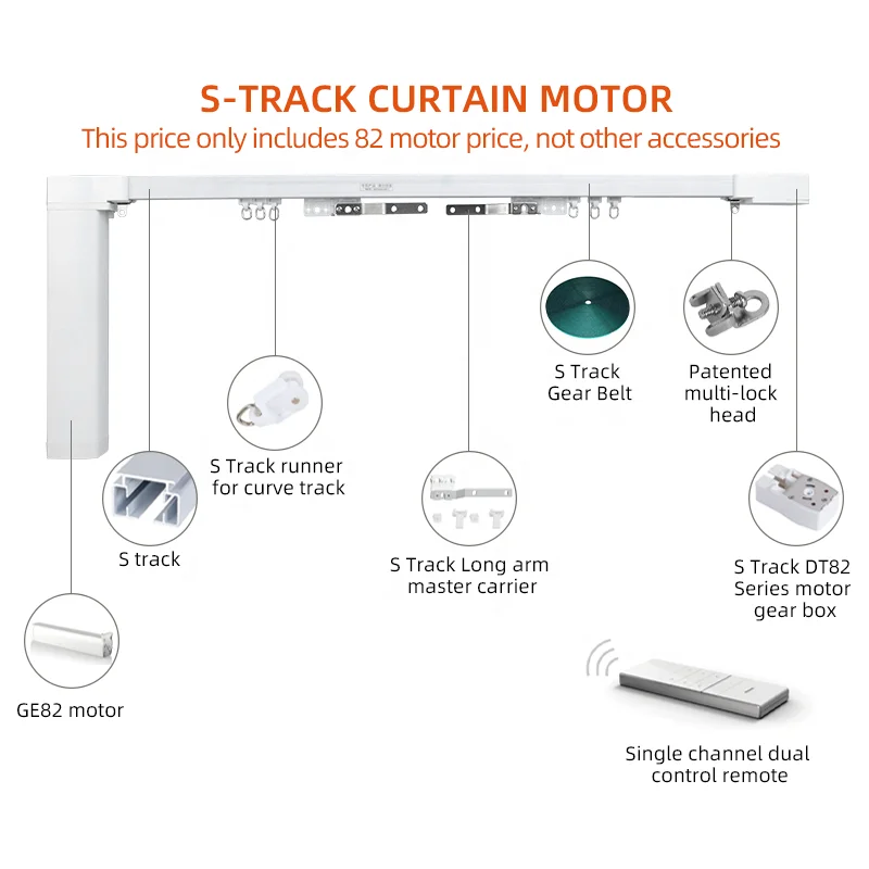 GE82TN-1.2N High Quality Silent Smart Blind Curtain Remote Control Motorized Curtain Motors