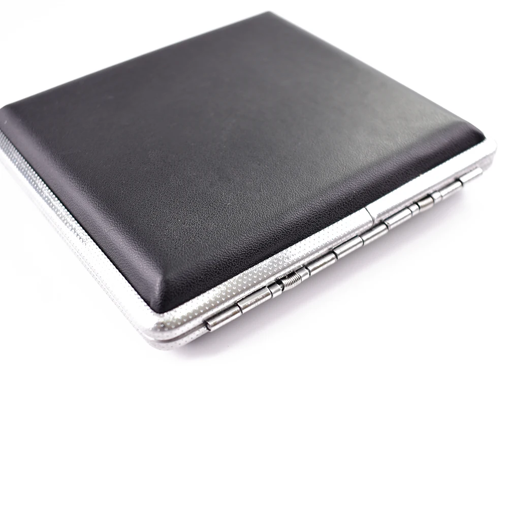 wholesale custom logo classic style portable black high quality cigarette case leather 20pcs