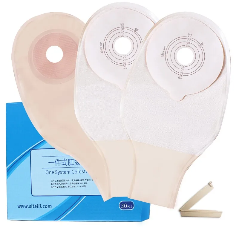 one piece drainable ostomy stoma bag 55mm for home care