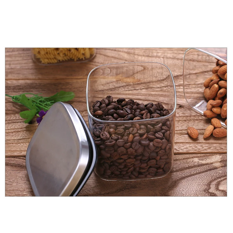 Hotsale Square High Borosilicate Glass Food Storage Containers Jars with Stainless Steel Lid - Durable and Eco-Friendly