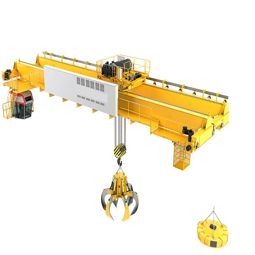 Outdoor  double beam overhead crane with grab bucket 50 ton