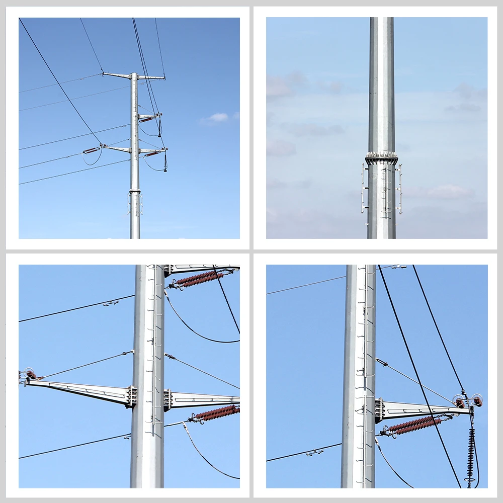 Hot dip galvanized Electric Power Pole with Flange Connection