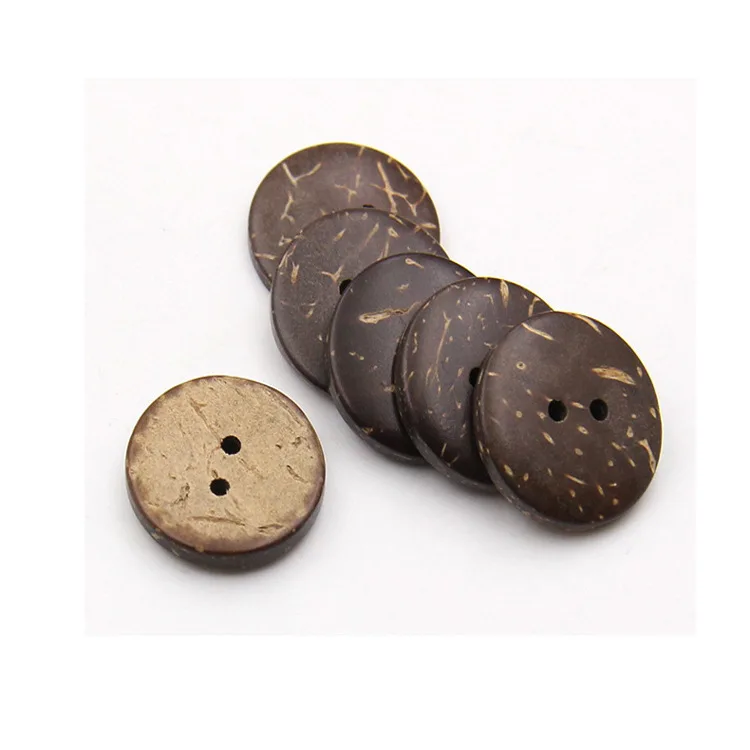Оптовая продажа 2 круглых отверстия швейные головистой формы коричневая рубашка натуральный кокосовыми кнопками