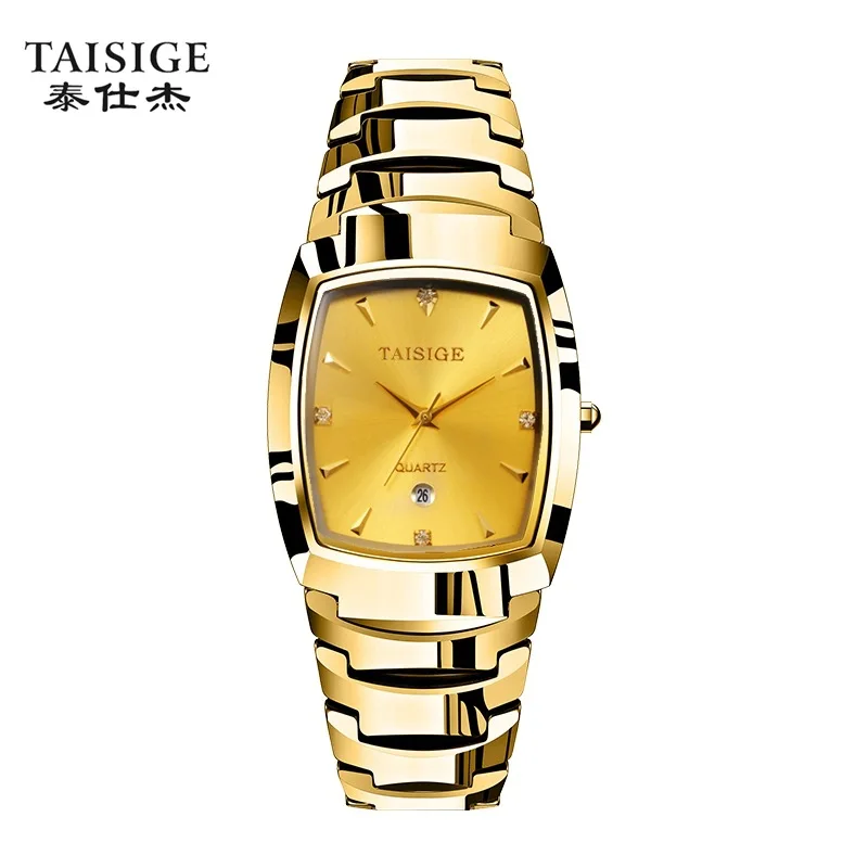 TAISIGE Brand watch man Hot Sale Men Watches Tungsten Steel Quartz watch For men Waterproof Date Wristwatch reloj para hombre