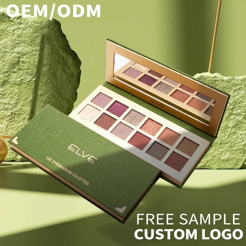 Hot Sale DIY Professional Cardboard Makeup Eyeshadow Palette 12 Custom Colors Private Label Vegan Cosmetics Fair Skin Shimmer