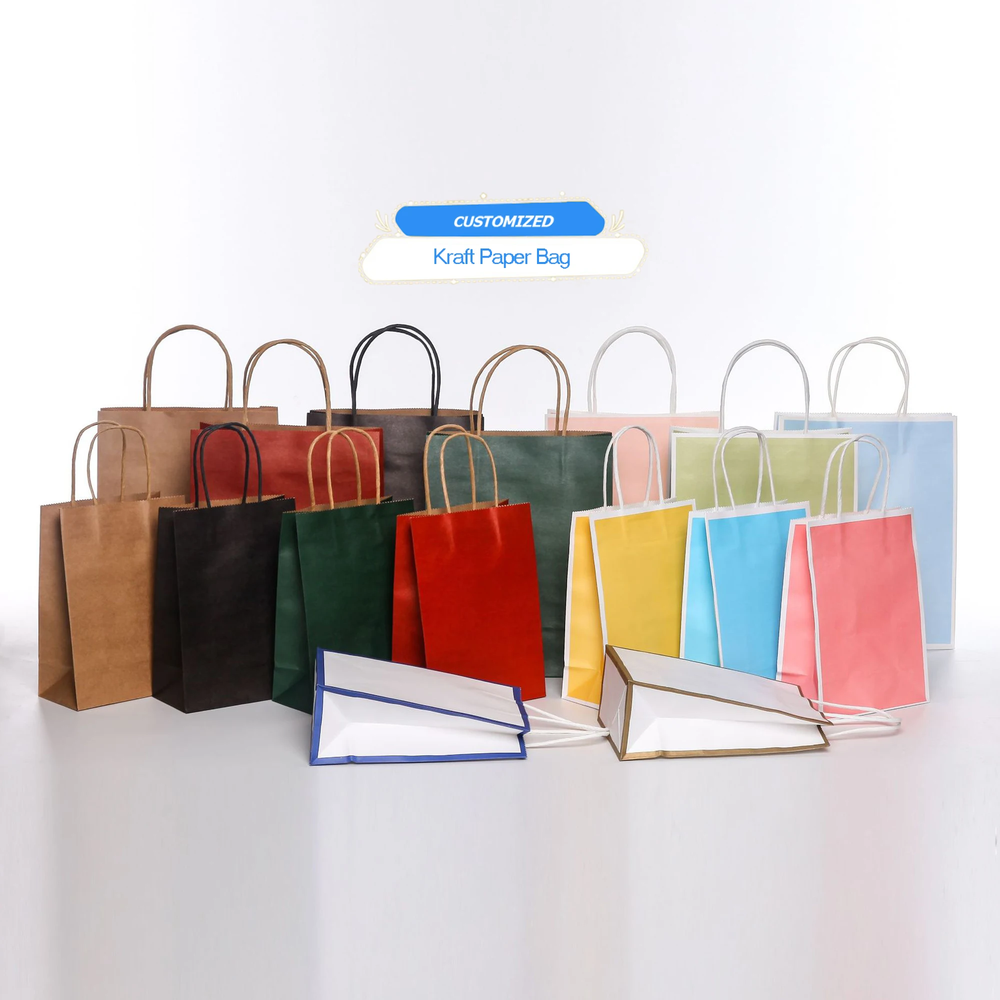 Stock  size cheap wholesale semi-custom logo eco friendly cloth shoes bakery gifts fast food take away kraft paper bag
