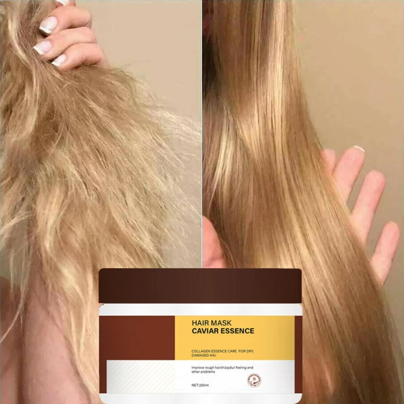Pure Organic Caviar Essence Hair Rough Frizzy Dull Treatment Esilient Repairing Nourishing Damaged Hair Improve Hair Mask