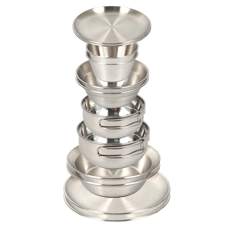 Silverware Set-Camping Mess Kit 12 Pcs Camping Accessories Stainless Steel Camping Dishes Set Dinnerware for 4 Person Utensils