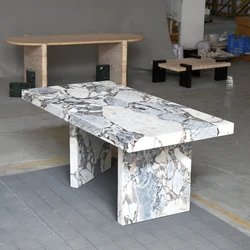 Italian modern furniture dining table set luxury marble high end factory stone marble dining table