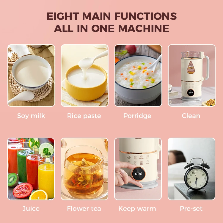 Multifunctional cooking blender Soybean Oat Coconut Soy Milk Maker Machine glass jar nut milk maker small kitchen appliance